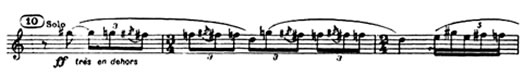 Excerpt from the first clarinet part from "The Rite of Spring," Part 1, first section
