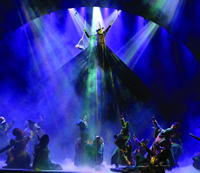 Smoke and fog effects at "Wicked" prompted musicians, actors and stagehands to protest in 2007. Above, Stephanie J. Block levitates as the witch Elphaba.