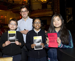 Associate conductor Joey Chancey spoke to New York City schoolchildren at a special production of "Annie," as part of Inside Broadway's Creating the Magic program.