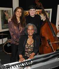 Bertha Hope (piano), Melissa Slocum (bass) and Sylvia Cuenca (drums)  added some swing to a recent screening of “The Girls in the Band,” a new film about women instrumentalists. Photo: Walter Karling