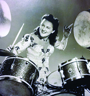 Viola Smith in her working days as a top-tier drummer.
