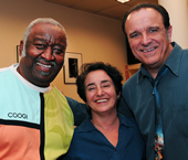 Event organizer Bettina Covo flanked by Bernard "Pretty" Purdie and Rob Paparozzi.