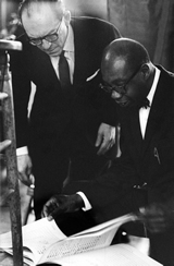 Concert pianist and Smith College professor George Walker goes over his composition “Address for Orchestra” with Benjamin Steinberg. The Symphony of the New World premiered this piece at the High School of Music and Art in Harlem, then presented it the following day at Lincoln Center.