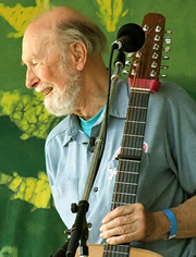 Pete Seeger at the Clearwater Festival in 2007, at the lively age of 88. Photo: Anthony Pepitone via Wikipedia