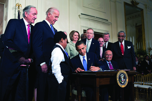 President Obama signing the Affordable Care Act on March 23, 2010. The law set into motion a complete reform of most health insurance plans in the U.S., including Local 802's.