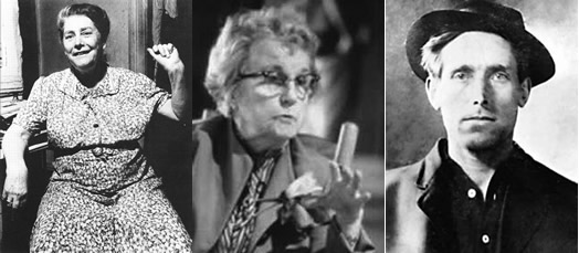 Aunt Molly Jackson (far left) influenced generations of coal miner songwriters with her Appalachian melodies. Florence Reece and Joe Hill both wrote songs that became labor movement classics, inspiring activists and working people to the present day.