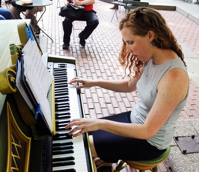 SUMMER SWINGIN': Local 802 member Deanna Witkowski performs at Bryant Park. Photo: Steve Singer