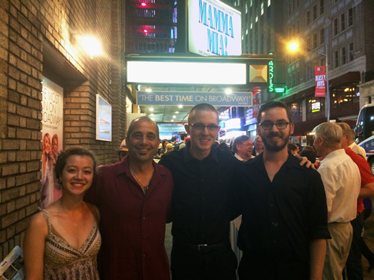 STUDENTS GET TO KNOW THE PROS: From left, Carime Santa Coloma, Ray Marchica, Murphy Aucamp and Ryan Folger took part in NYU's annual Broadway Percussion Summit.