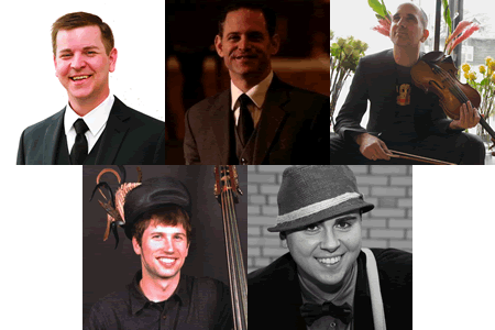 Top row, from left: Justin Vance, Roger Lent and Sam Bardfeld. Bottom row: John Murchison and Robert Rossi.