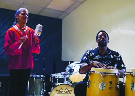 LIVE FROM LOCAL 802! Musicians who performed at the union's annual holiday party this year included Vivian Warfield and Oreste Abrante. Photo: Jon Hammond