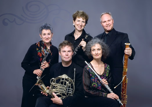Katherine Fink with the Borealis Wind Quintet. Photo: Brad Martin