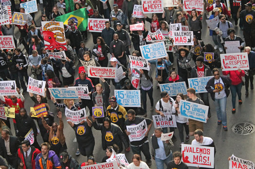 FIGHT FOR $15: Workers all over the country rallied for a $15 minimum wage on April 15. Photo: Bob Simpson via Flickr.com