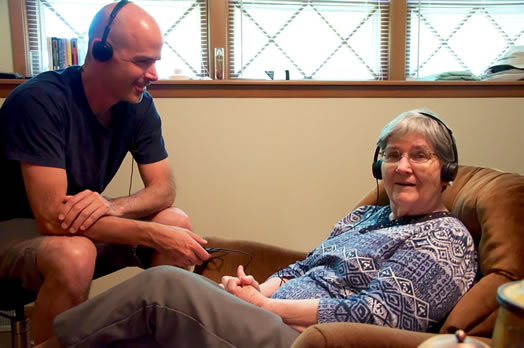 The author and his late mother, an Alzheimer's sufferer, enjoying music together.