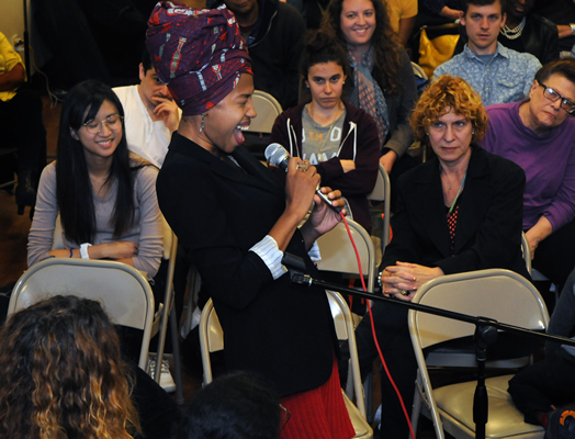 Scat singing is in the air and it sounds great! Local 802 recently hosted a vocal improv workshop, which had the added benefit of introducing the union to an audience. Above, jazz vocalist Jazzmeia Horn, winner of the 2012 Sarah Vaughan Rising Star Award.