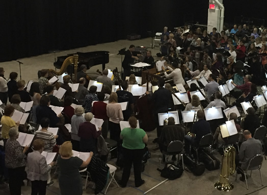 Instrumentalists and singers rehearse for Pope Francis' mass, which took place on Sept. 25 at Madison Square Garden. The services were covered under a union contract.