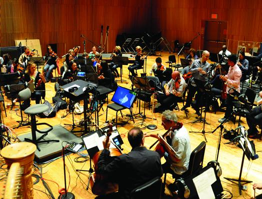 Local 802 musicians record the score to the Coen brothers’ movie "Hail, Caesar!" with Audiosmith Digital Solutions at the DiMenna Center, done under a union contract. Photo by Walter Karling.