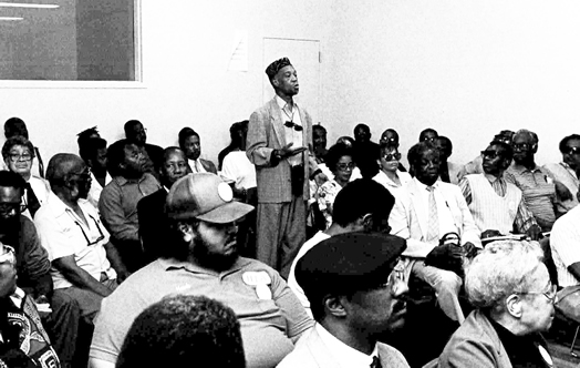 MORE HISTORY FROM OUR ARCHIVES: The trombonist Benny Powell addressing a meeting of musicians in New York City sometime in the late 1980's. Powell was active in the union's jazz campaign until his death in 2010 at the age of 80.