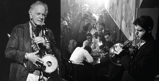 THE RENAISSANCE MAN: David Amram today (left) and back in 1957, jamming on French horn at the Five Spot in New York City.