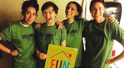 The Broadway Green Alliance educates, motivates and inspires the theatre community to keep it green. Every Broadway show and every major Broadway union has its own Green Captain, who helps make the theatre world more sustainable. Above, the Green Captains at the Broadway show “Fun Home” (Roberta Colindrez, Emily Skeggs, Judy Kuhn and Beth Malone).