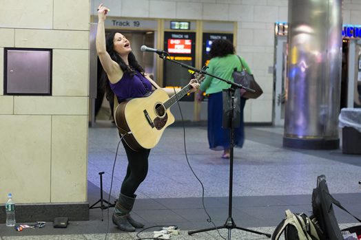 Nicola Vazquez has had an amazing experience busking in the subway. Photo: Bryan Close