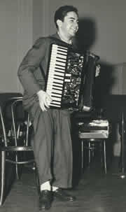 Local 802 member Marvin Pakman with his accordion as a young man.