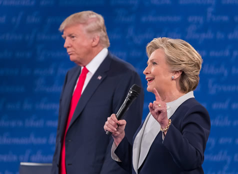 Hillary Clinton and Donald Trump at the second presidential debate in St. Louis on Oct. 8. Photo: Dam Schultz for Hillary for America.