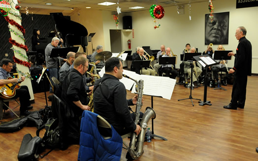 Roger Rhodes, Glen Daum and the 48th Street Big Band inaugarated our JAZZ IN THE AFERNOON series on Dec. 8, 2015. Photo: Walter Karling.