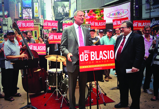 Bill de Blasio at Local 802's endorsement event in 2013.