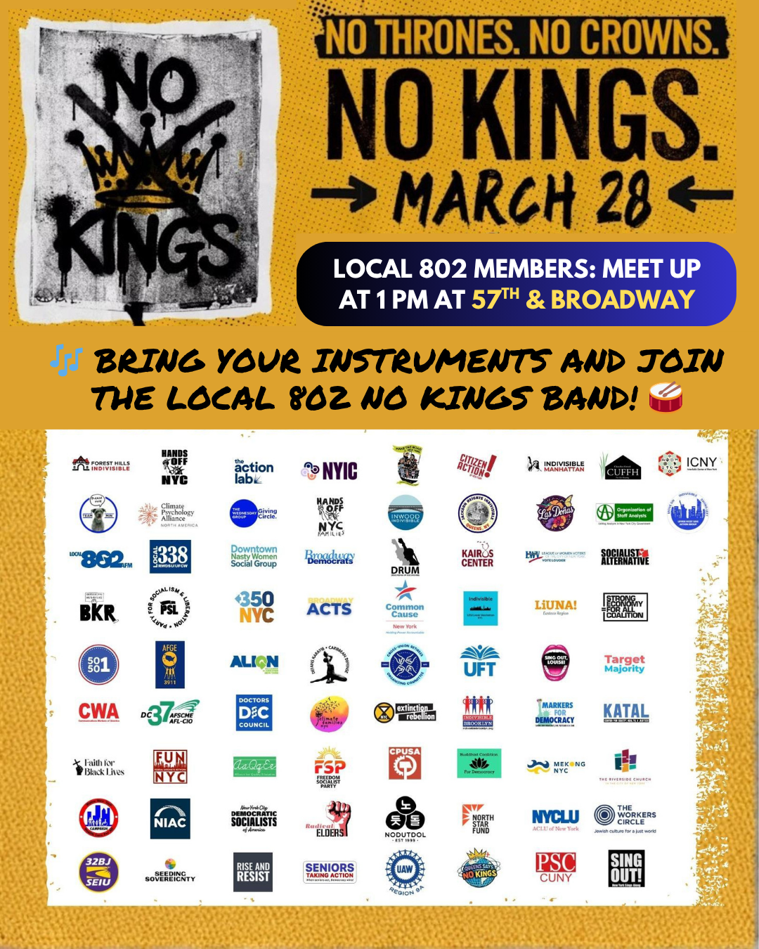 NO KINGS rally and march | Local 802 AFM